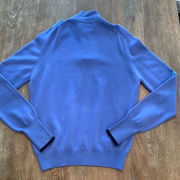 NWT St. Andrew’s Old Course Quarter Zip Wool Sweater in Ocean Blue - Picture 3 of 10